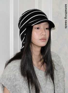 郑佰万 时髦精b入！自制串珠条纹护耳帽冬季保暖个性短檐针织帽女