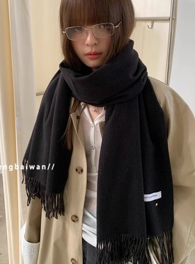 加大加宽纯色慵懒软糯流苏大围巾冬季保暖高级感百搭围脖护颈情侣