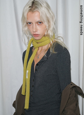 郑佰万 100%羊毛纯色百搭小围巾2025秋冬季护颈围脖飘带时髦服配