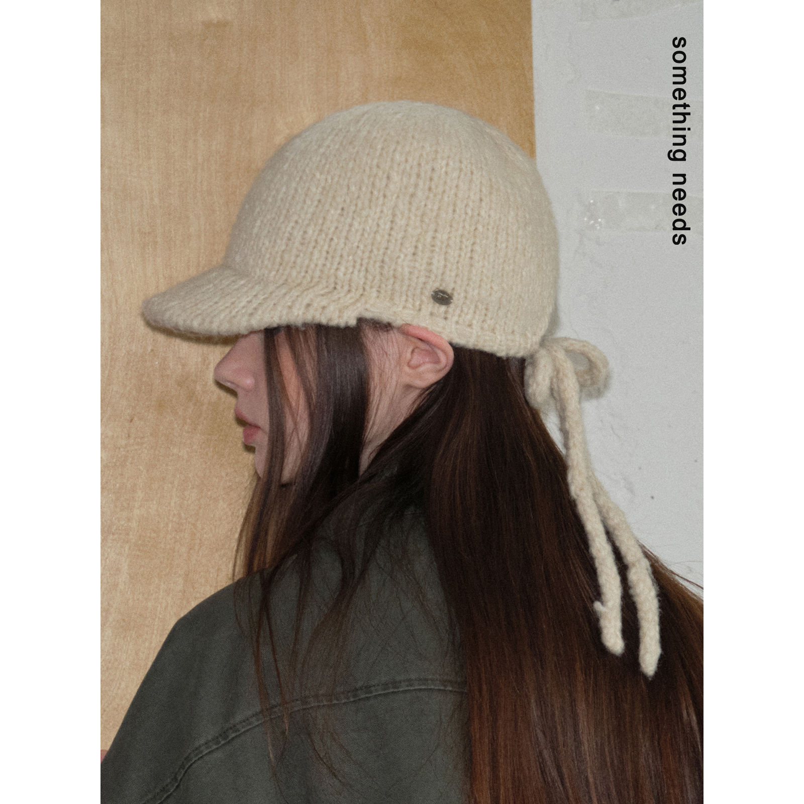 时髦蝴蝶结绑带针织棒球帽