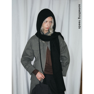 郑佰万 时尚前沿者个性巴拉克拉法帽女秋冬百搭针织帽子围巾一体