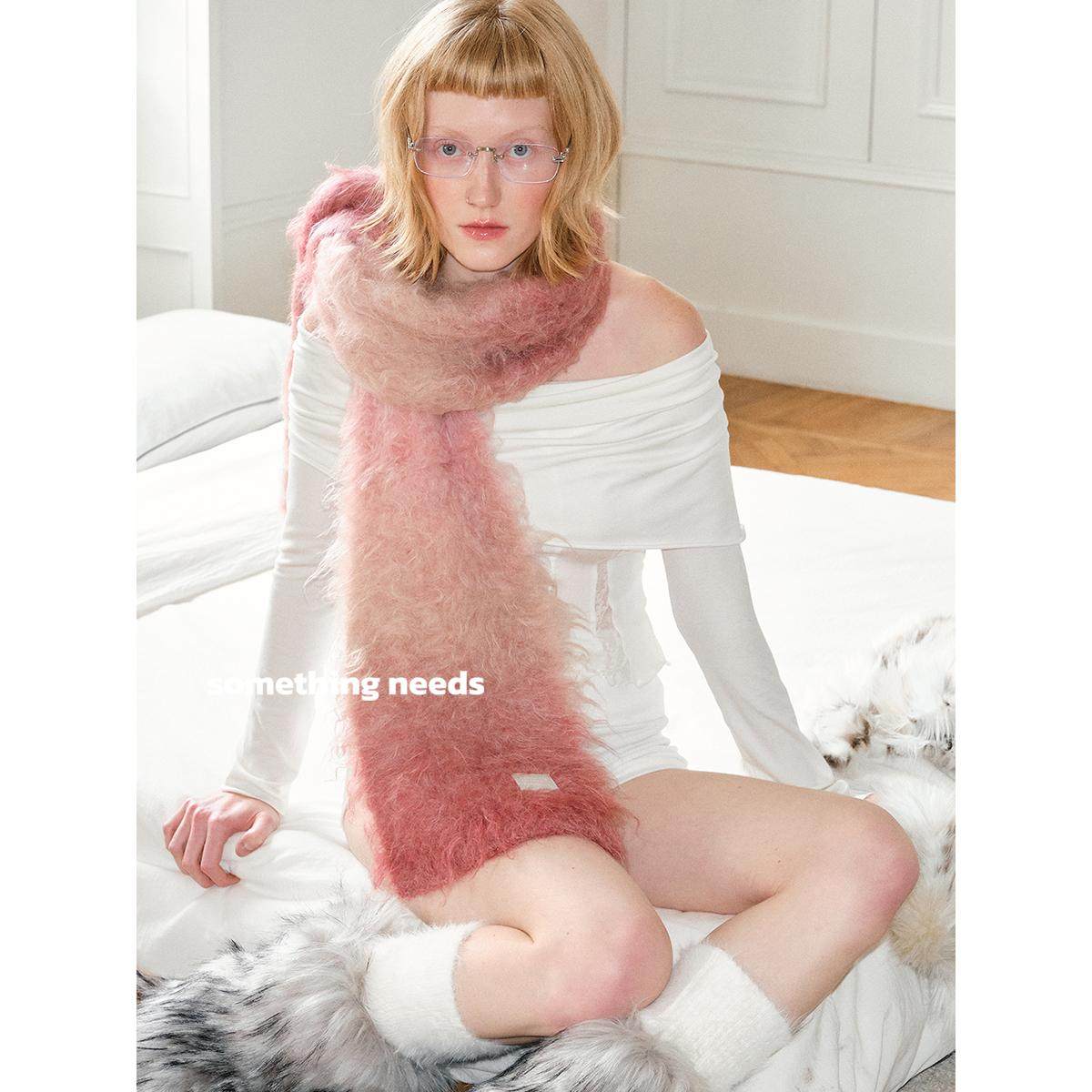 郑佰万 高品质双面渐变毛毛围巾女环保仿皮草冬季保暖围脖潮情侣