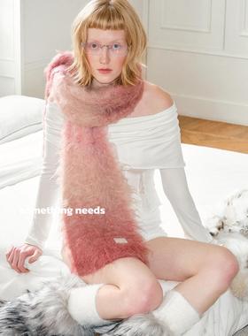 郑佰万 高品质双面渐变毛毛围巾女环保仿皮草冬季保暖围脖潮情侣