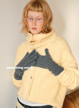 郑佰万 小众百搭手套女冬新款手工针织保暖个性骑行手套可触屏潮