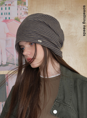 郑佰万 时髦主角！氛围感百搭条纹冷帽冬季显脸小造型感堆堆帽女