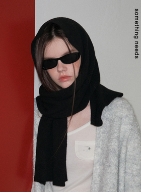 郑佰万 高级感羊毛针织围巾柔软舒适围脖女冬季新款加宽保暖披肩