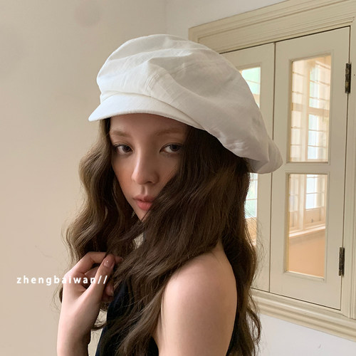 黑色报童帽子女春夏百搭