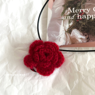 小众挂脖吊坠立体花朵小镜子