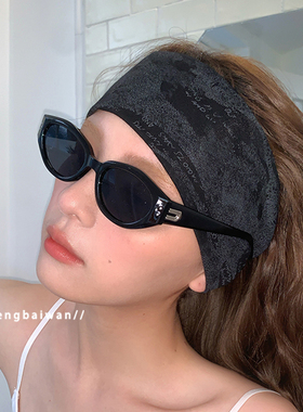 郑佰万 黑色发带女百搭春夏新款纹理感吸汗头带运动透气弹力头巾