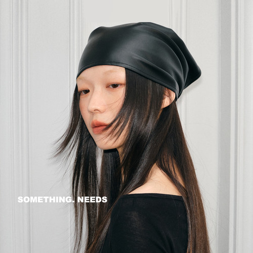 皮质头巾女2024春秋三角巾