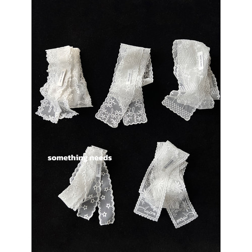 郑佰万法式蕾丝细窄长条丝巾女