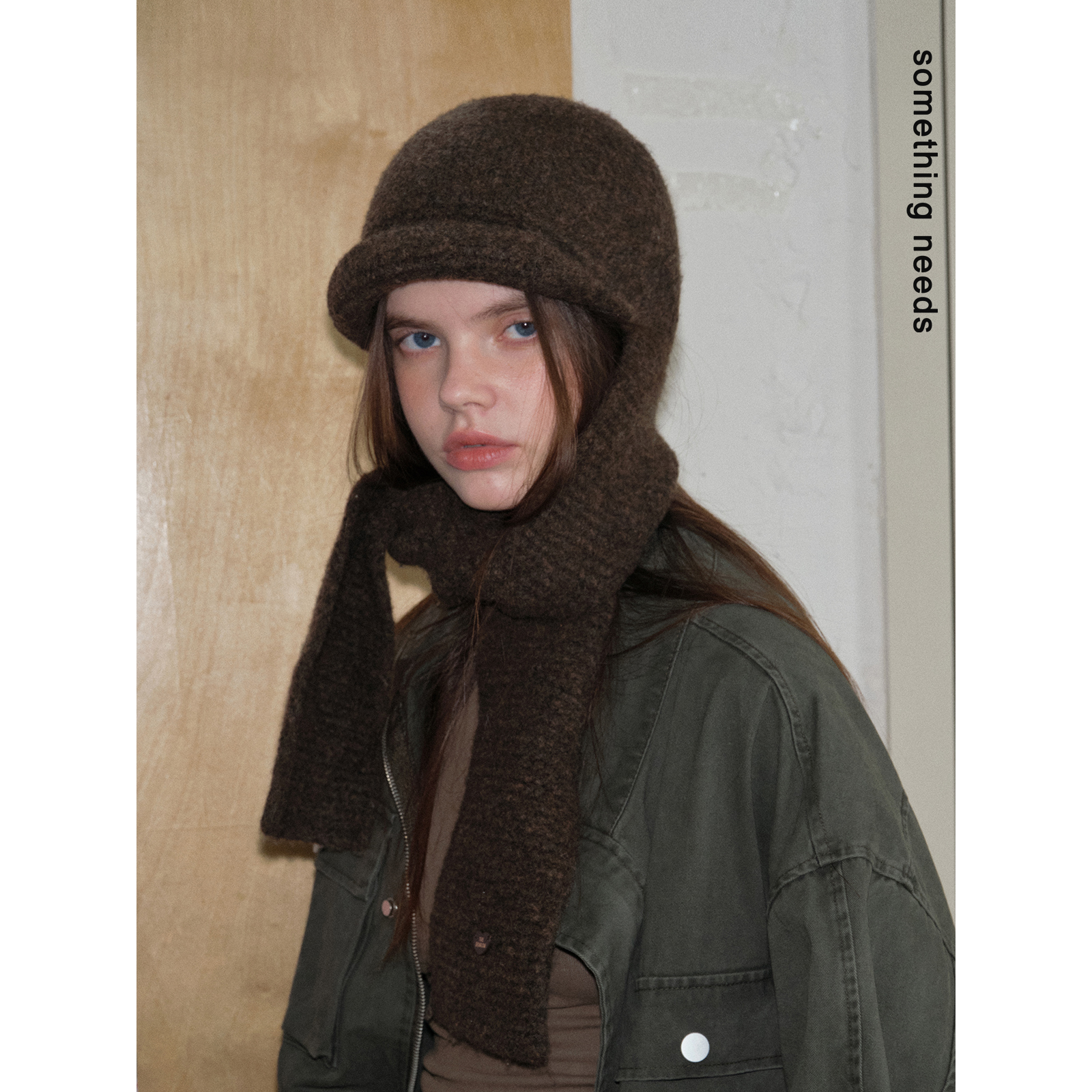 冬季新款短檐一体式围巾帽子