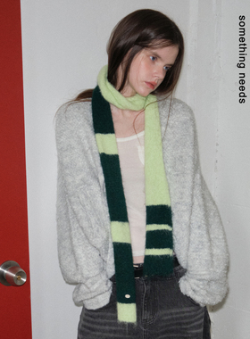 郑佰万 冬日马卡龙元气感不规则条纹腊肠围巾个性百搭保暖围脖女