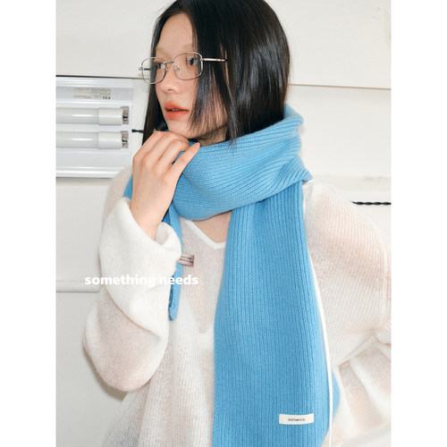 纯羊毛超绝氛围感纯色针织围巾