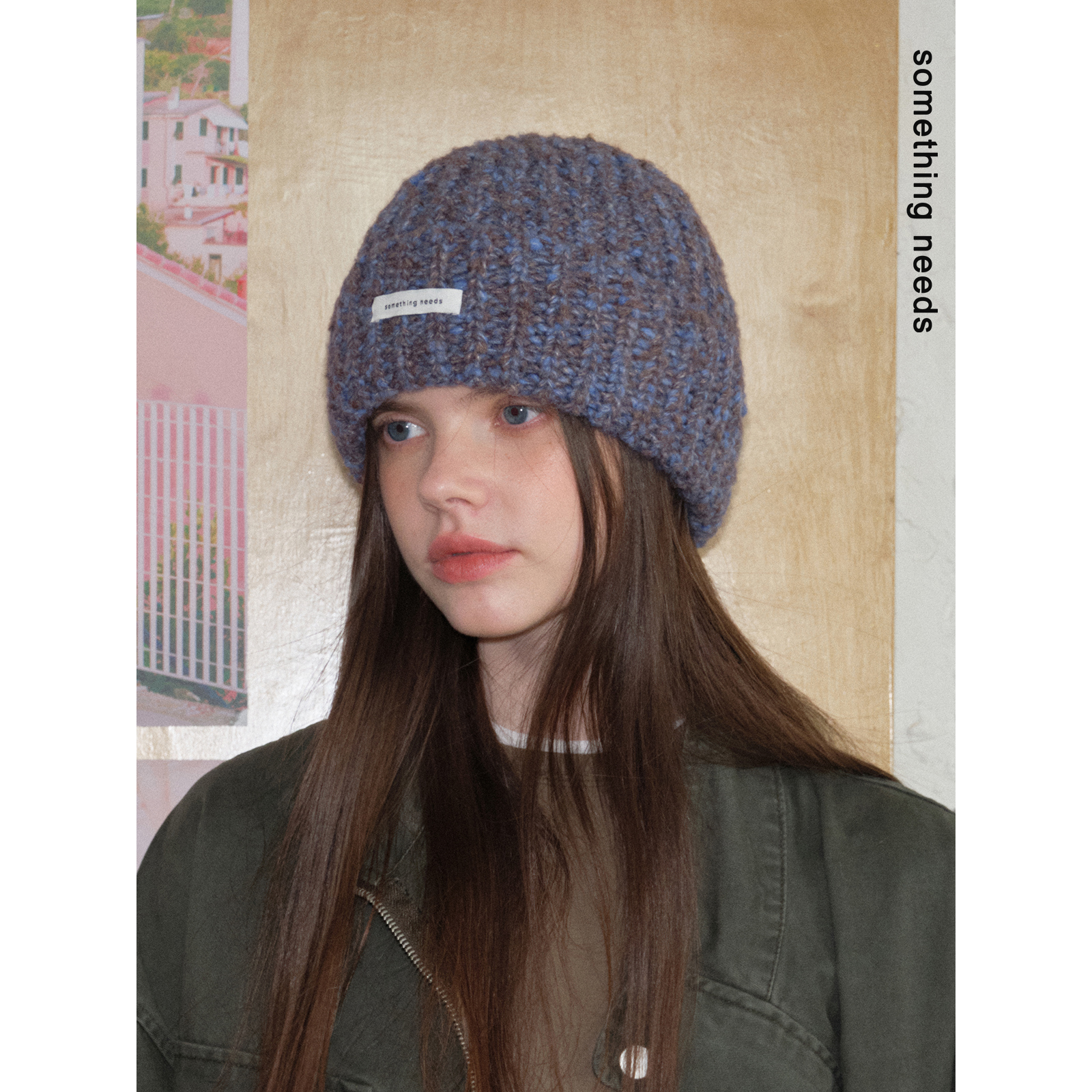 郑佰万彩色纱线氛围感时髦针织帽