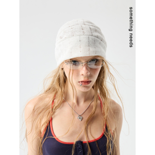 镂空百搭堆堆帽冷帽女 薄款 郑佰万 日系氛围感纯色包头帽子春夏季