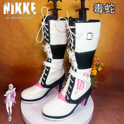 胜利女神 毒蛇cosplay鞋少女萝莉动漫漫展游戏演出时尚高跟中筒靴