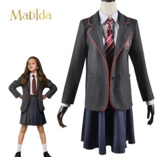 cosplay服欧美影视制服涤纶服装 成人少儿码 玛蒂尔达cos灰色校服