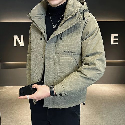 羽绒服男士冬季2025新款连帽潮牌袄子高端轻薄短款加厚外套男冬装