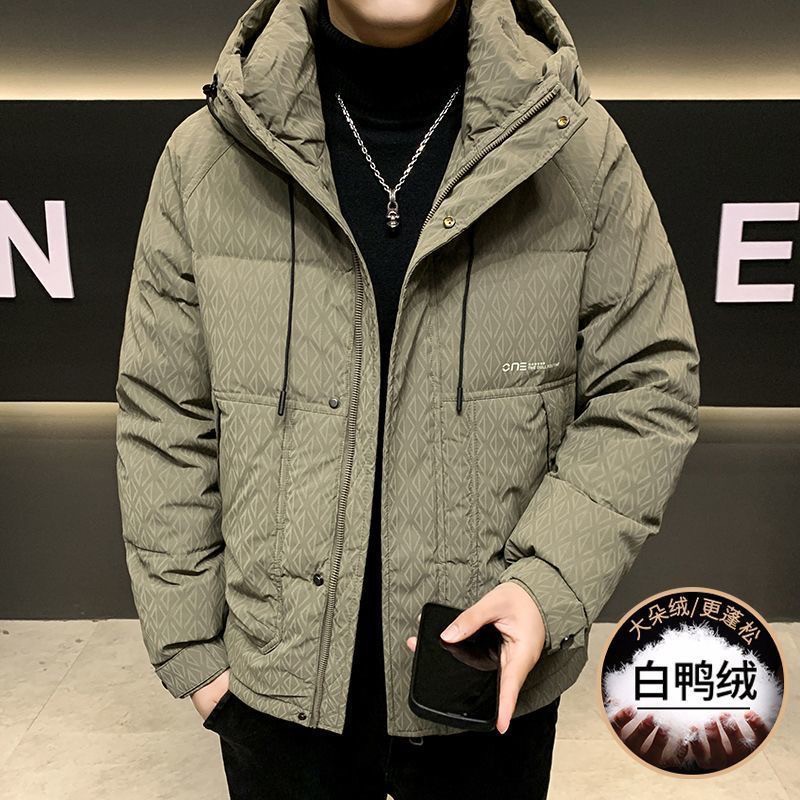 2025新款秋冬季连帽羽绒服男士短款潮流百搭加厚冬装保暖外套青年