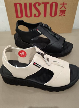 大东女鞋2025夏季新款时尚休闲坡跟中跟露趾拉链舒适妈妈凉鞋5081