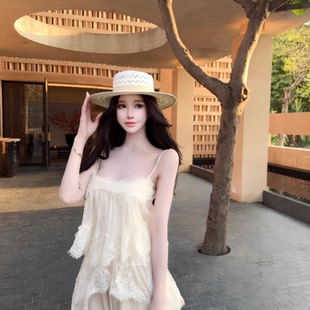 灰尘邓邓 法式蕾丝吊带背心女2026早春新款性感纯欲露背抹胸上衣