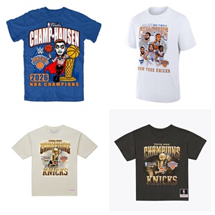 美国代购 Mitchell&Ness 纽约尼克斯 T恤 夺冠卡通阵容