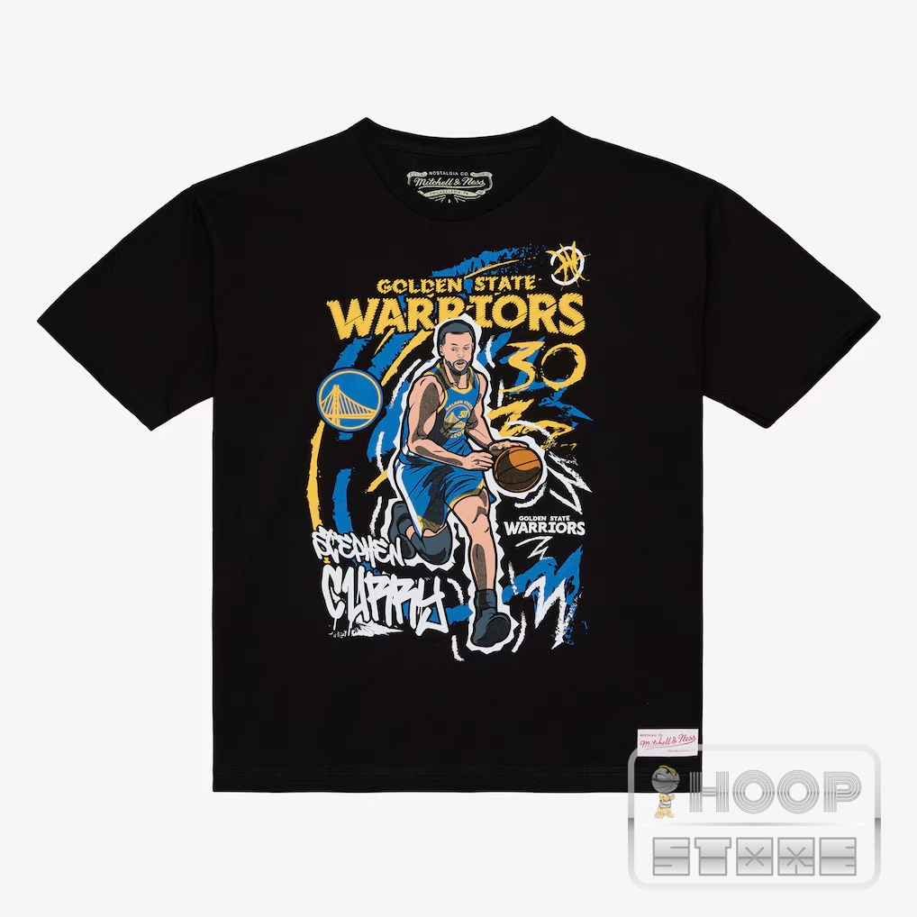 美国代购 Mitchell&Ness 库里短袖T恤 金州勇士队服 复古涂鸦图片
