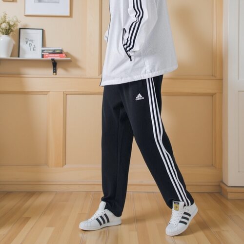 Adidas阿迪达斯秋新款黑色直筒裤男女休闲长裤运动裤子TR30PR-BW
