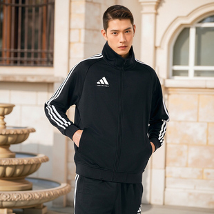 阿迪达斯春秋季外套男女黑白休闲运动新款立领梭织夹克TR30JT-BW