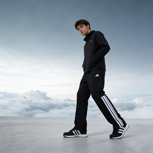 adidas阿迪达斯2026春季新款黑白棉裤子直筒裤男女款运动休闲长裤