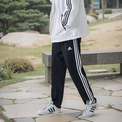 Adidas阿迪达斯2025春黑白宽松直筒裤男女长裤休闲裤子TR30PR-BW