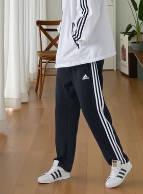 Adidas阿迪达斯春新款黑色直筒裤男女休闲长裤运动裤子TR30PR-BW
