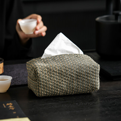 日系禅意棉麻布艺纸巾盒茶室客厅高级感纸巾袋抽纸袋素雅国风书房