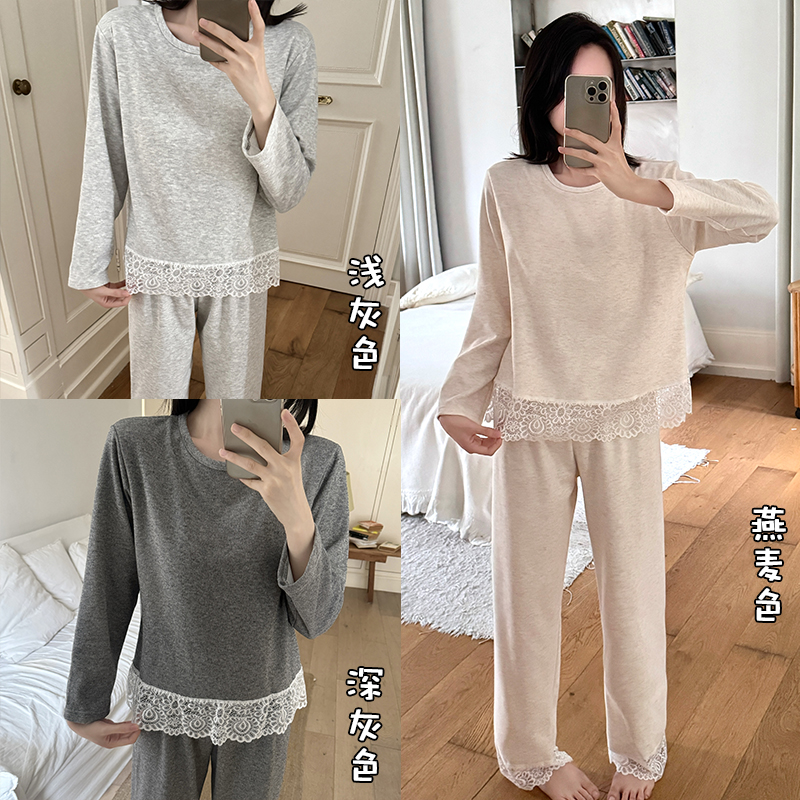 羊绒睡衣女秋冬2025新款简约纯色