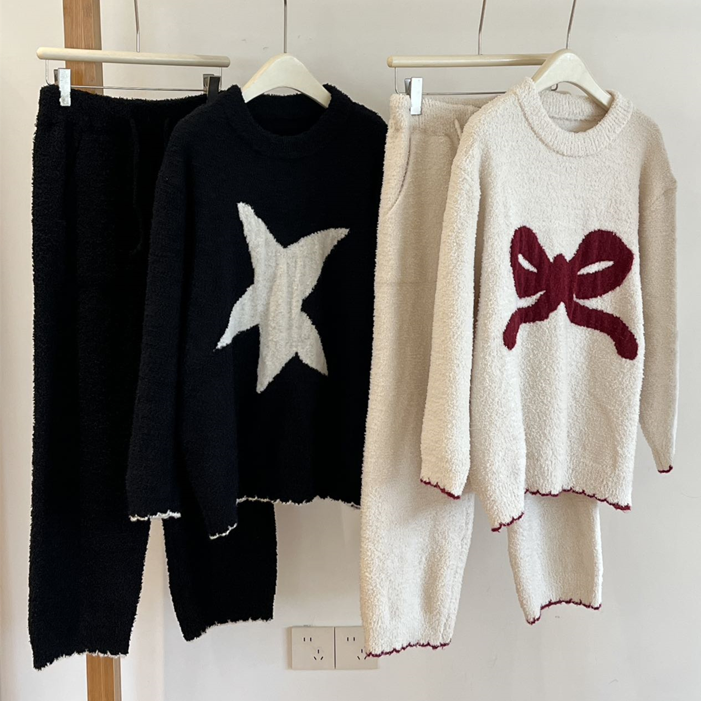 半边绒冬季睡衣保暖宽松加绒加厚家居服显瘦秋冬款软绵绵口袋套装