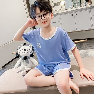 男童夏季莫代尔睡衣短袖短裤套装