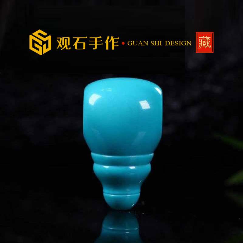 湖北高瓷绿松石三通佛头配饰文玩老型桶腰顶珠配珠高瓷伴生矿隔珠