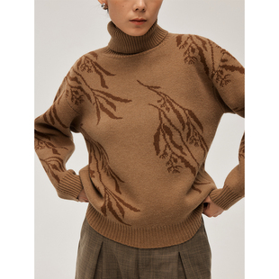 「摇曳水草」 野裁 原创大廓型提花高领针织保暖毛衣 Trims Wild