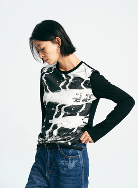 Wild Trims 野裁「离线涟漪」纯棉复古水纹印花T恤