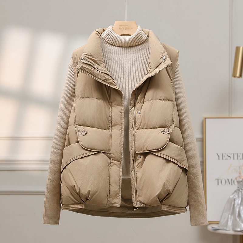 2025新款羽绒棉马甲女立领宽松时尚保暖马夹外穿短款洋气坎肩背心