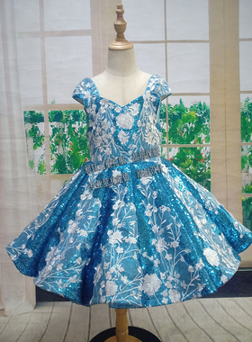 女童快乐阳光唱歌月亮海谁家的弯月亮演出服主持人儿童礼服定制