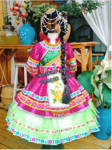 2022新品儿童演出服纳西族表演服快乐阳光天雨流芳表演服壮族白族