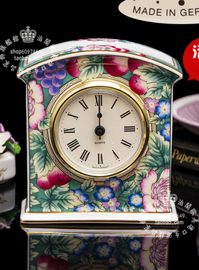 英国制 Royal Doulton 1994 Orchard Hill 花卉骨瓷床头时钟桌钟