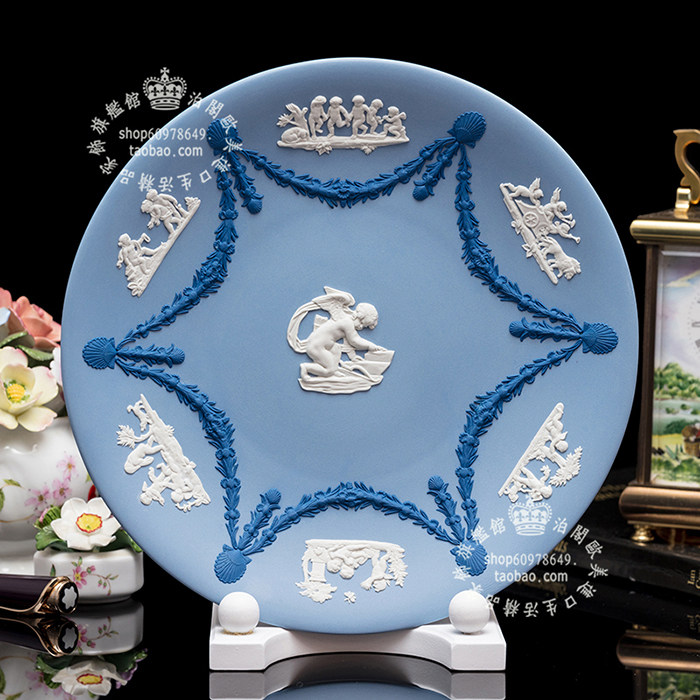 结婚礼物 英国制Wedgwood 三色 邱比特 爱神 浮雕纪念情人陶瓷盘