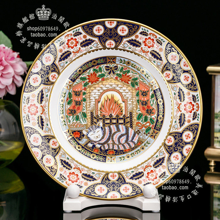 限量1750英国 Royal Crown Derby 1999伊万里流金骨瓷盘墙面装饰