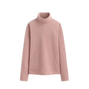 打底衫 lativ诚衣春秋女摇粒绒双面绒长袖 T恤套头上衣纯色高领修身