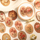 复古花卉素材手账装 谧境花集 饰拼贴礼盒封口贴 贴纸包 番茄酱盒装