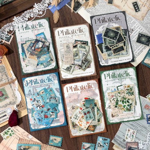 集邮狂想曲系列复古邮票主题贴纸