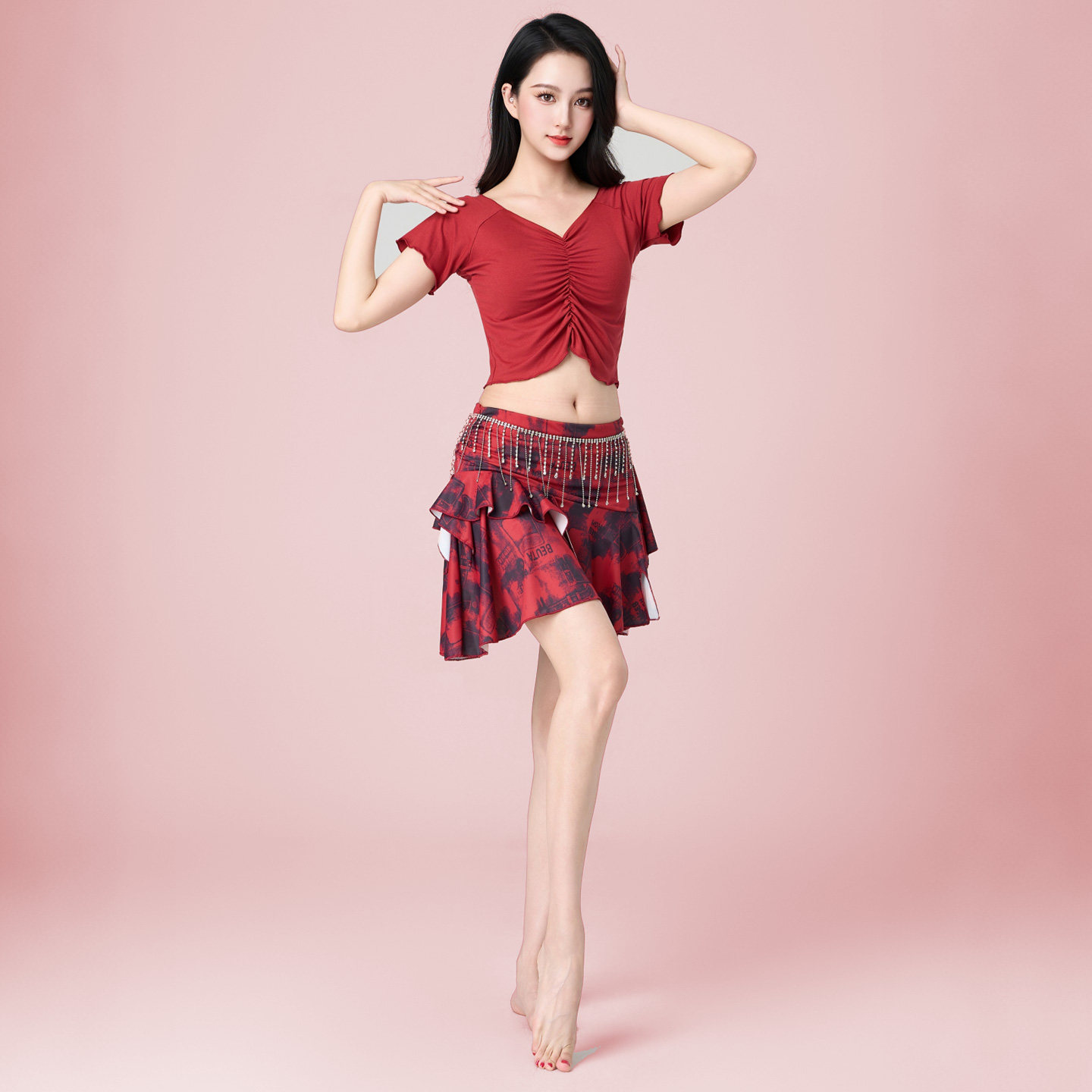 肚皮舞服装2026夏季新款短袖套装初学者东方舞蹈练功服演出服短裙